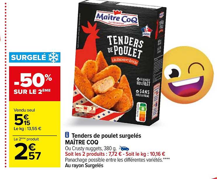 tenders de poulet surgelés maître coq