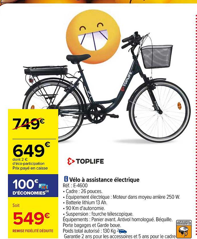 toplife vélo à assistance électrique