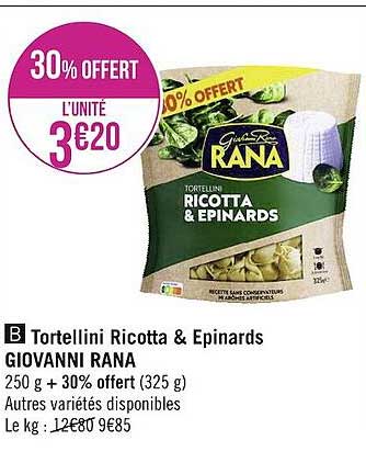 tortellini ricotta & épinards giovanni rana