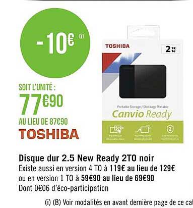 toshiba disque dur 2.5 new ready 2to noir