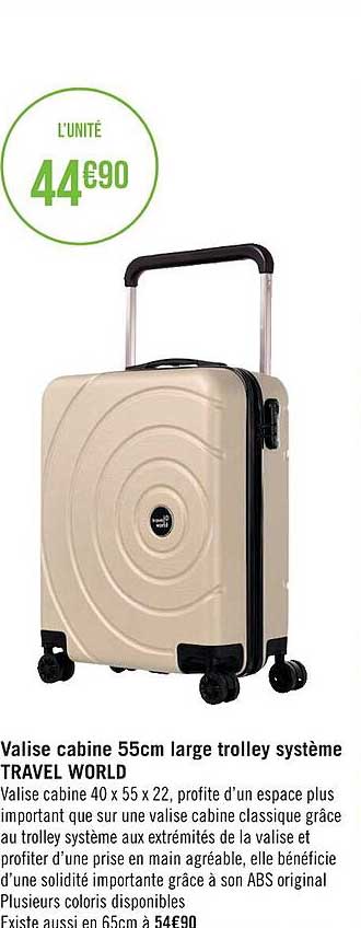 Valise Cabine 55 Cm Large Trolley Système Travel World