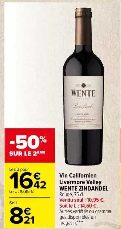 vin californien livermore valley wente zindandel