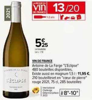 vin de france antoine de la farge "l'eclipse"