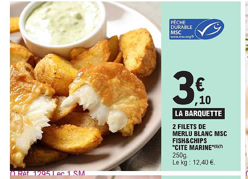 2 filets de merlu blanc msc fish & chips "cité marine"
