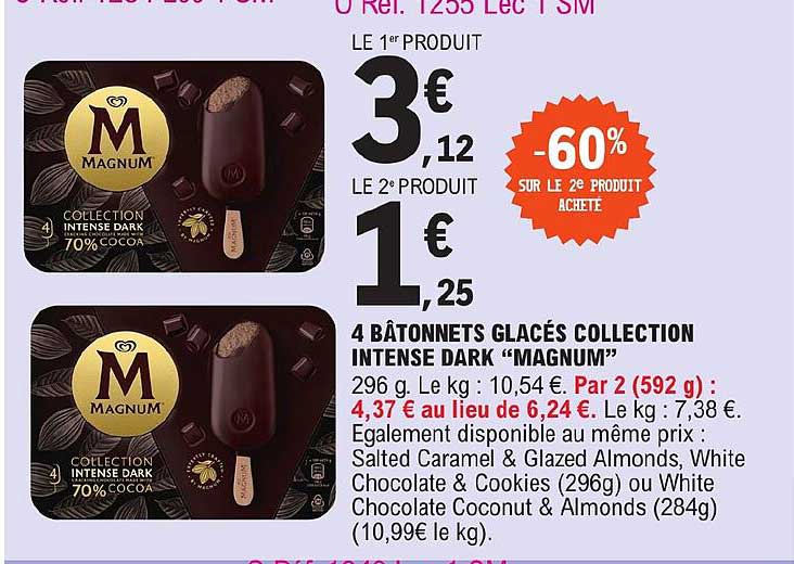 4 Bâtonnets Glacés Collection Intense Dark "magnum"