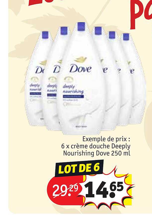 6x Crème Douche Deeply Nourishing Dove 250 Ml