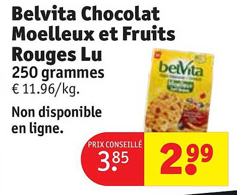 Belvita Chocolat Moelleux Et Fruits Rouges Lu