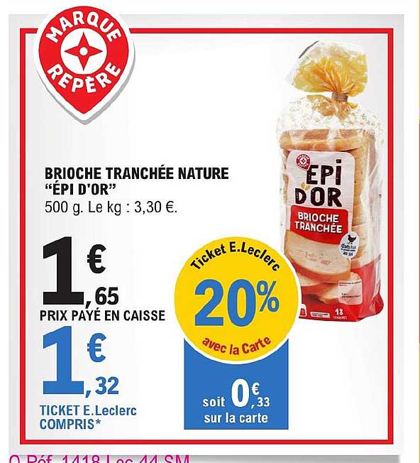 brioche tranchée nature "épi d'or"