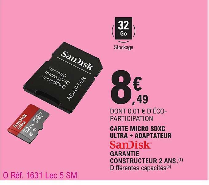 carte micro sdxc ultra + adaptateur sanDisk