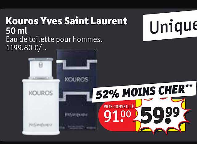 eau de toilette pour hommes kouros yves saint laurent 50 ml