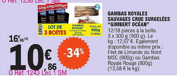 gambas royales sauvages crue surgelées "gimbert océan"