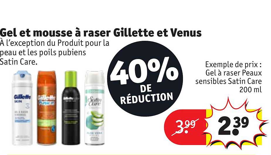 gel et mousse à raser gillette et venus