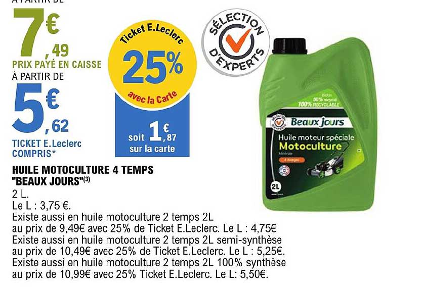 huile motoculture 4 temps "beaux jours"