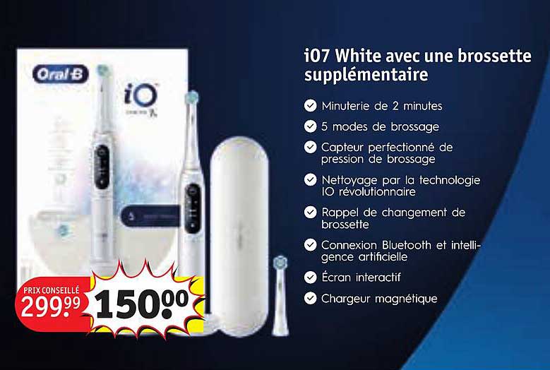 i07 white avec une brossette supplémentaire oral-B