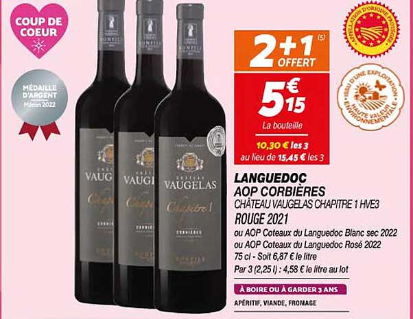 languedoc aop corbières château vaugelas chapitre 1 hve3 rouge 2021
