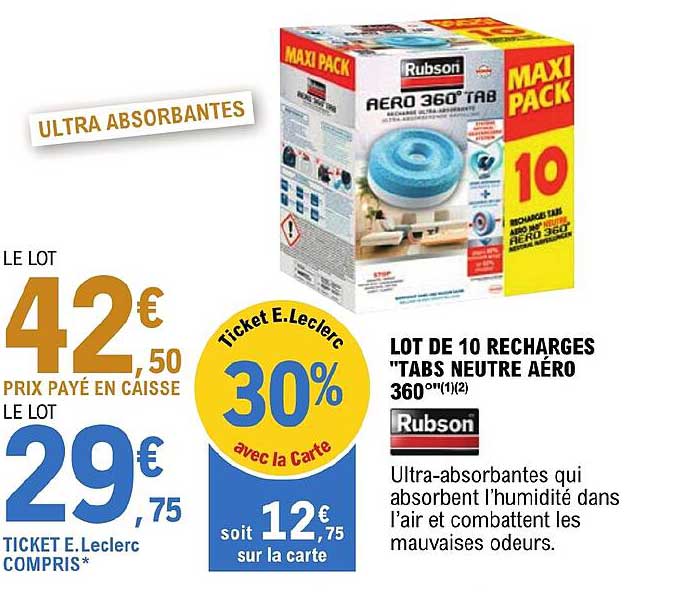 lot de 10 recharges "tabs neutre aéro 360°