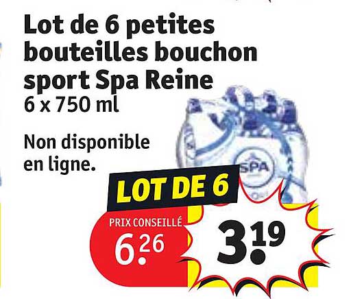 lot de 6 petites bouteilles bouchon sport spa reine