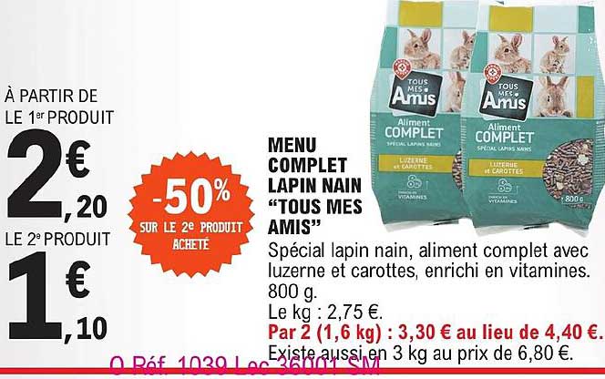 menu complet lapin nain "tous mes amis"