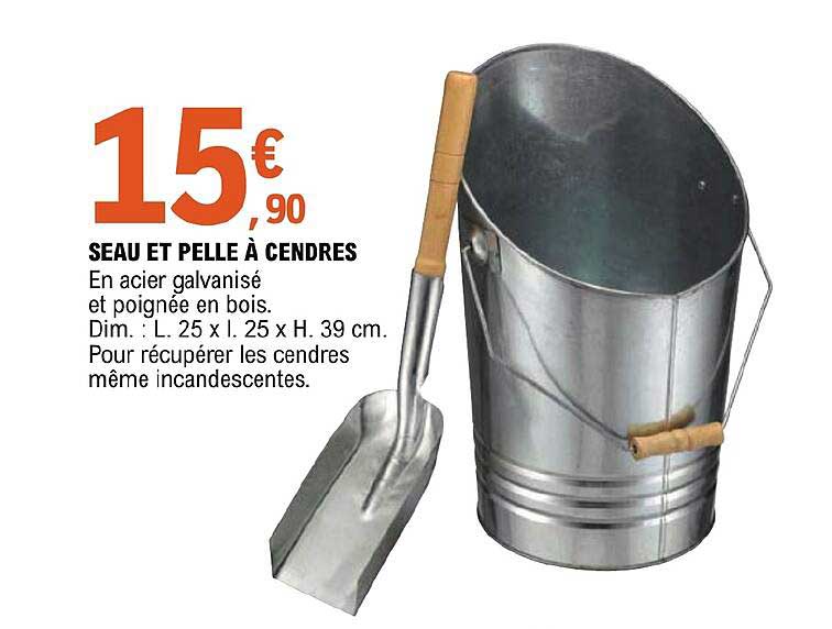 seau et pelle à cendres
