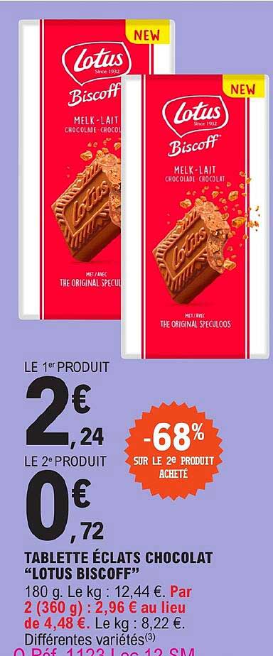 Tablette éclats Chocolat "lotus Biscoff"