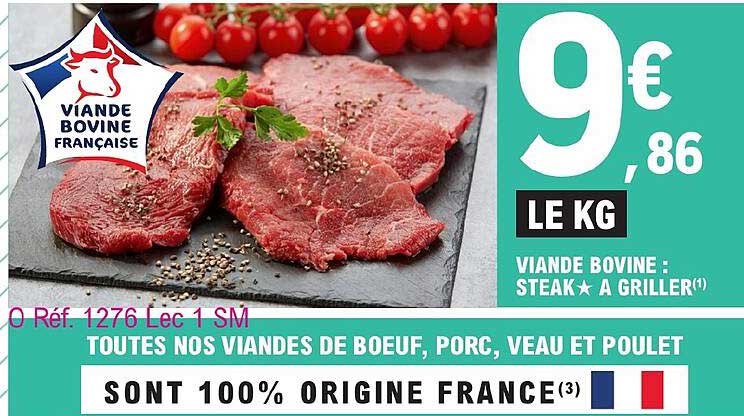 Viande Bovine : Steak* à Griller