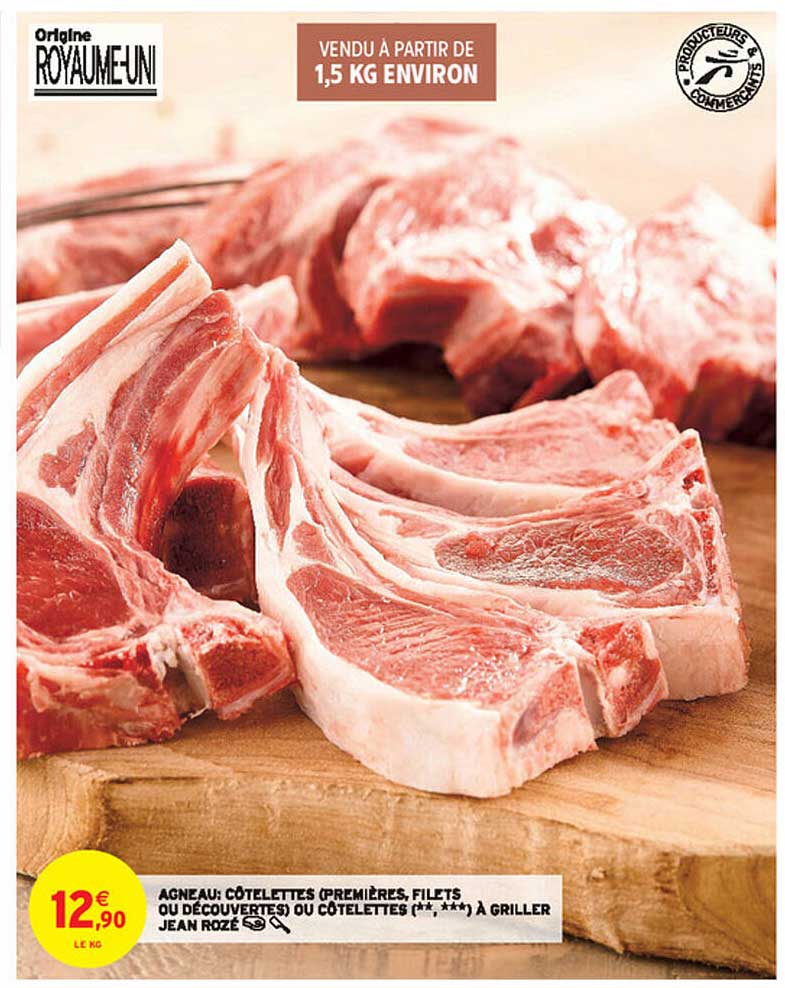 agneau : côtelettes (premières, filets ou découvertes) ou côtelettes à griller jean rozé