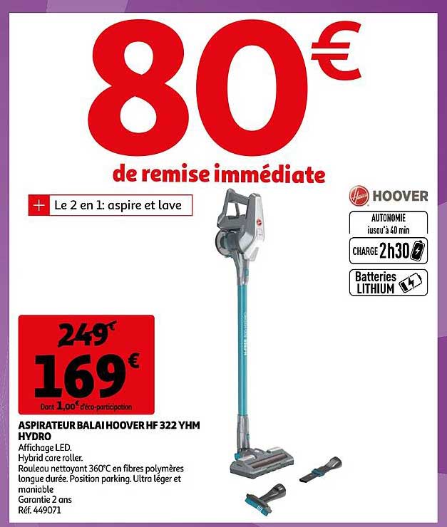 Aspirateur Balai Hoover Hf 322 Yhm Hydro