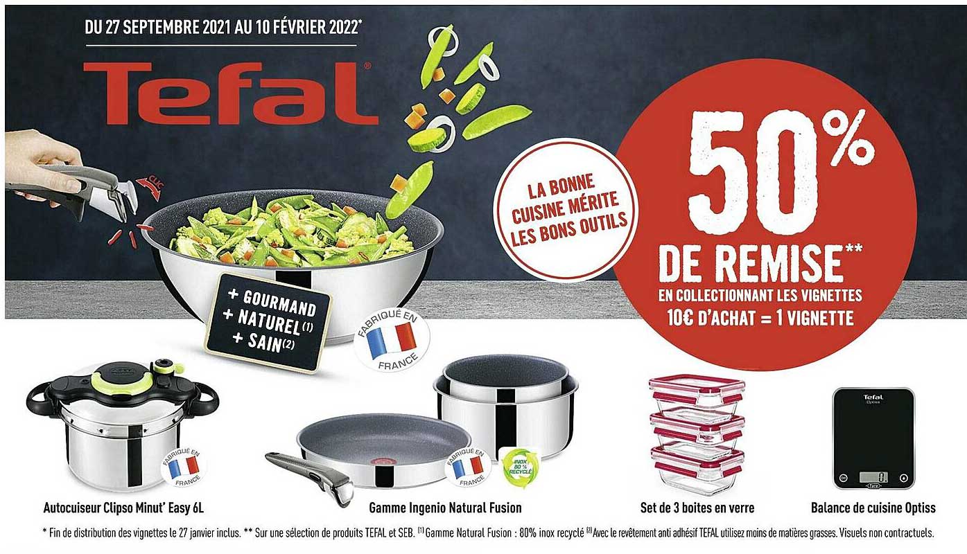 Autocuiseur Clipso Minut' Easy 6l, Gamme Ingenio Natural Fusion, Set De 3 Boîtes En Verre, Balance De Cuisine Optiss Tefal