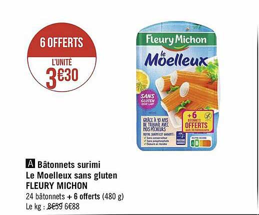 bâtonnets surimi le moelleux sans gluten fleury michon