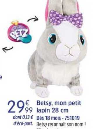 betsy mon petit lapin 28 cm petz