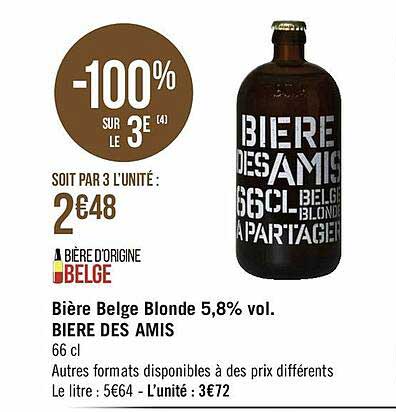 bière belge blonde 5,8% vol. bière des amis