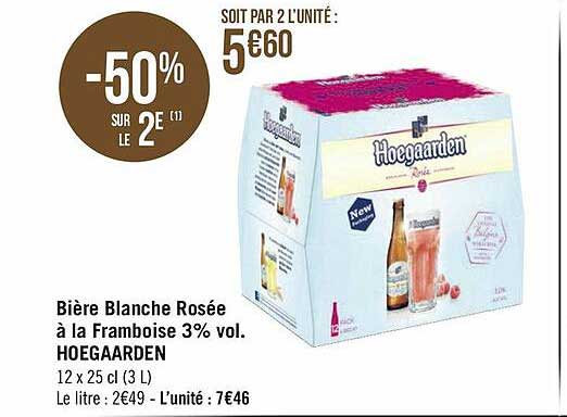 bière blanche rosée à la framboise 3% vol. hoegaarden