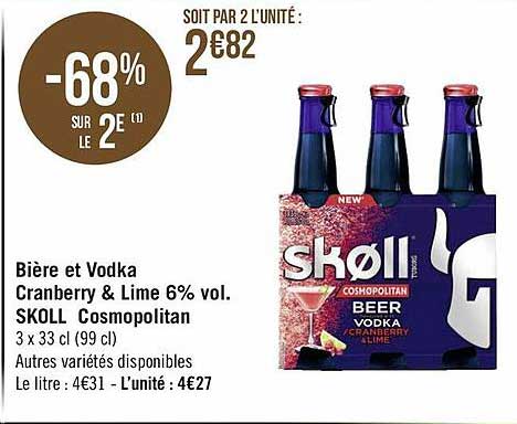 bière et vodka cranberry & lime 6% vol. skoll cosmopolitan