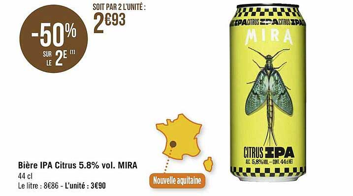 bière ipa citrus 5.8% vol. mira