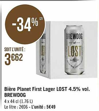 bière planet first lager lost 4.5% vol. brewdog