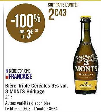 bière triple céréales 9% vol. 3 monts héritage