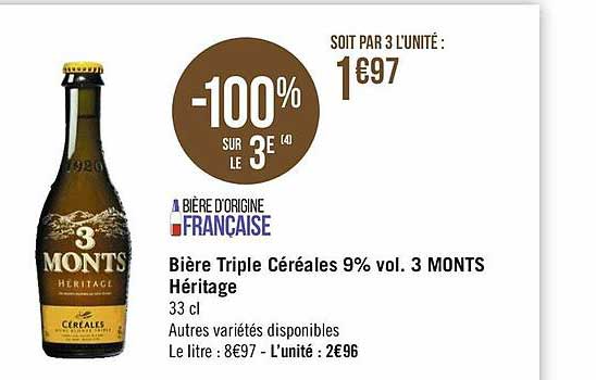 bière triple céréales 9% vol. 3 monts héritage