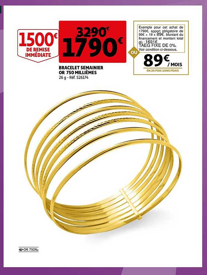 bracelet semainier or 750 millièmes