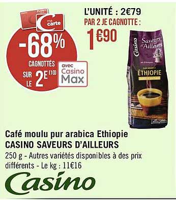 café moulu pur arabica éthiopie casino saveurs d'ailleurs