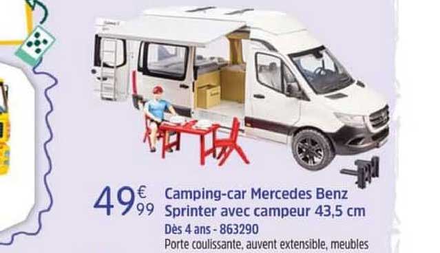 camping-car mercedes benz sprinter avec campeur 43.5 cm