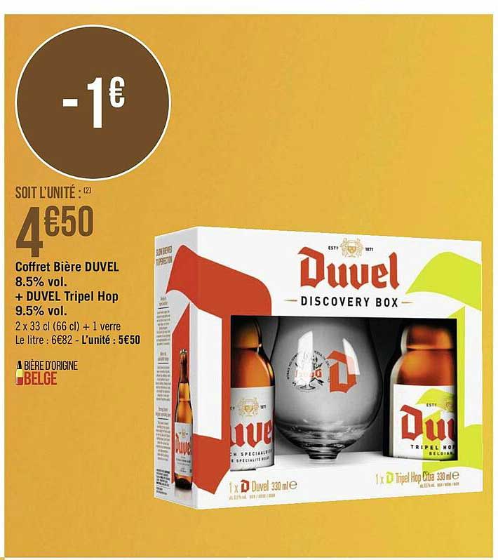 coffret bière duvel 8.5% vol. + duvel tripel hop 9.5% vol.