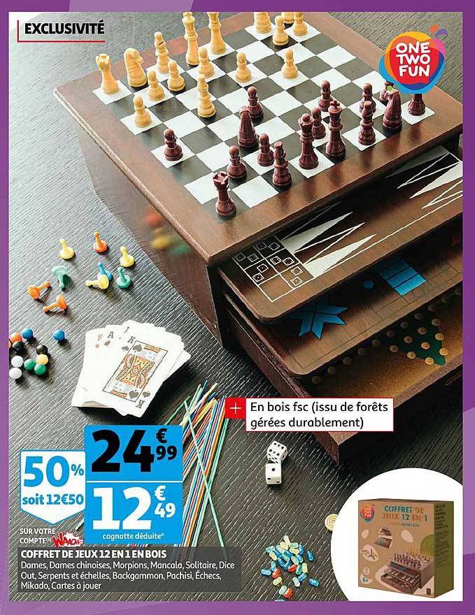Coffret De Jeux 12 En 1 En Bois