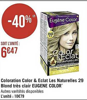 coloration color & éclat les naturelles 29 blond très clair eugène color