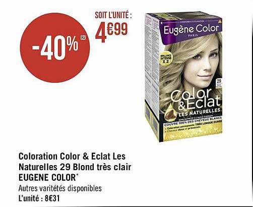 coloration color & éclat les naturelles 29 blond très clair eugène color