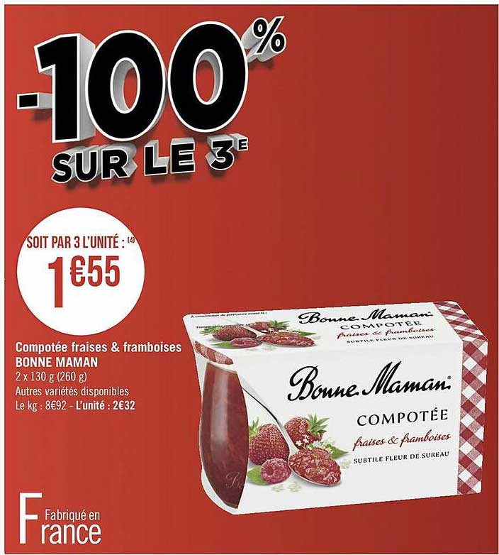 compotée fraises & framboises bonne maman