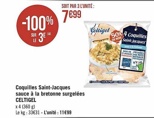 coquilles saint-jacques sauce à la bretonne surgelées celtigel