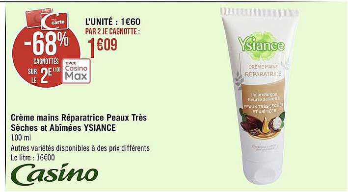 crème mains répatratrice peaux très sèches et abîmées ysiance