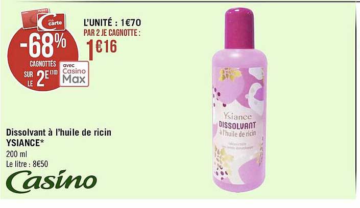 dissolvant à l'huile de ricin ysiance