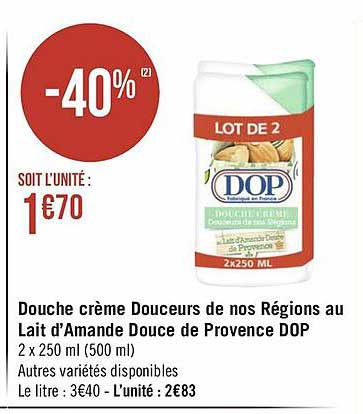 douche crème douceurs de nos régions au lait d'amande douce de provence dop