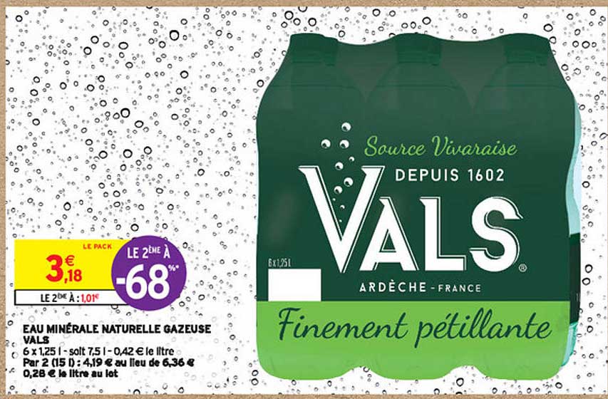 Eau Minérale Naturelle Gazeuse Vals